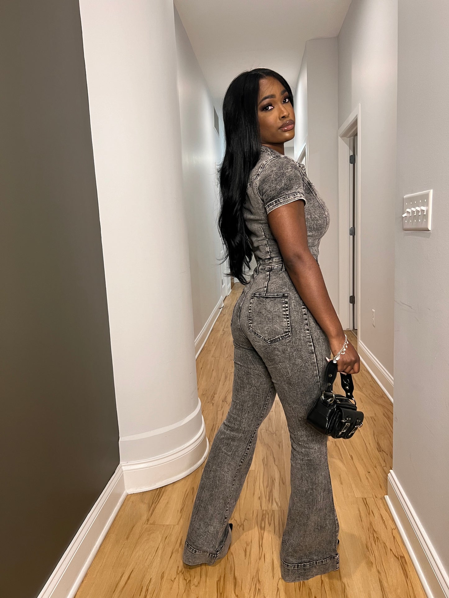 Acid Wash Denim Jumpsuit