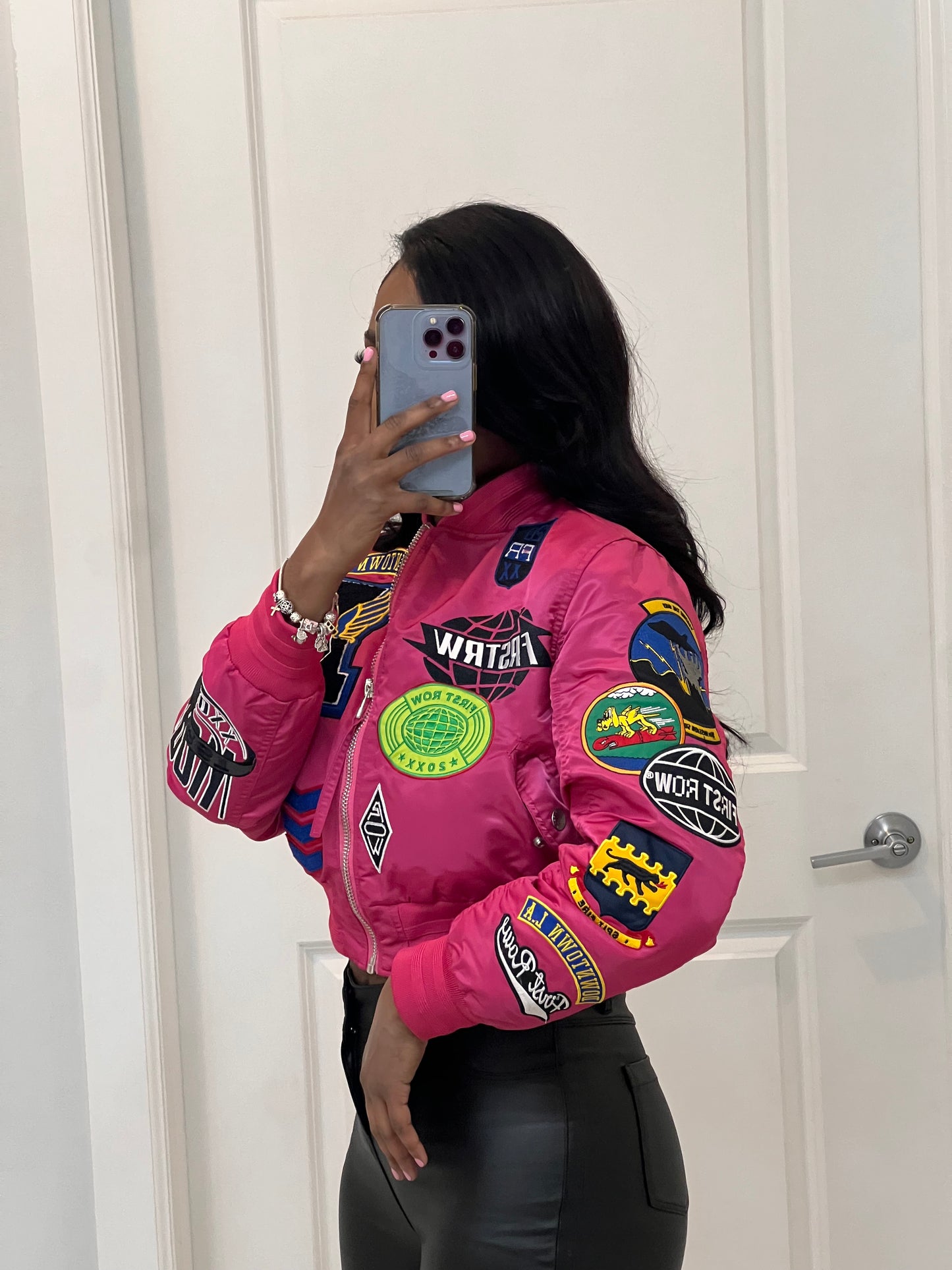 Fly Girl Varsity Bomber | Pink
