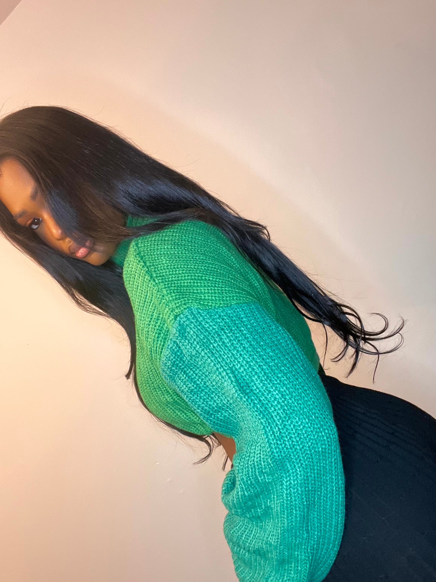 Hi neck cropped sweater