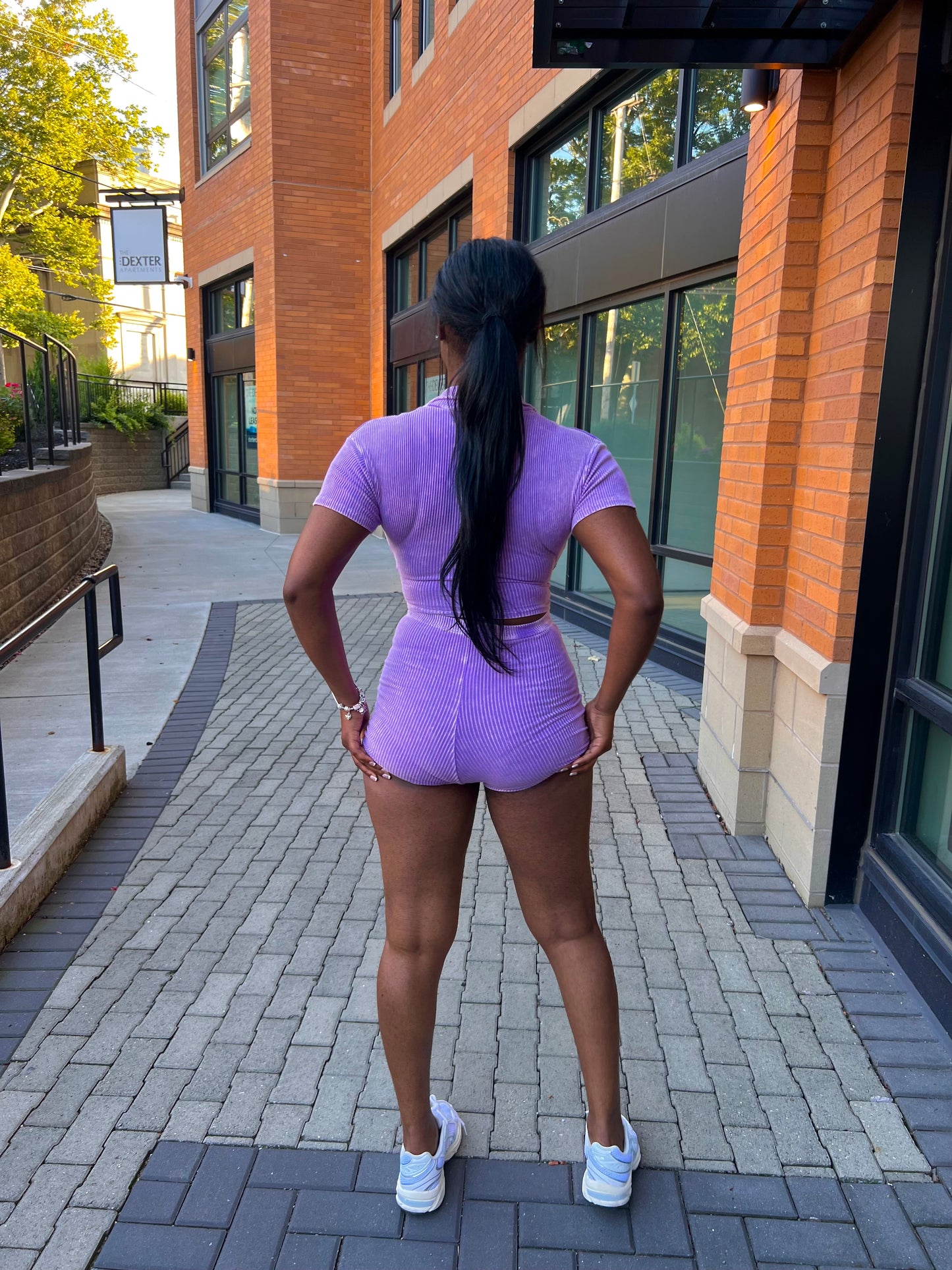 Acid washed Short Set “Purple”