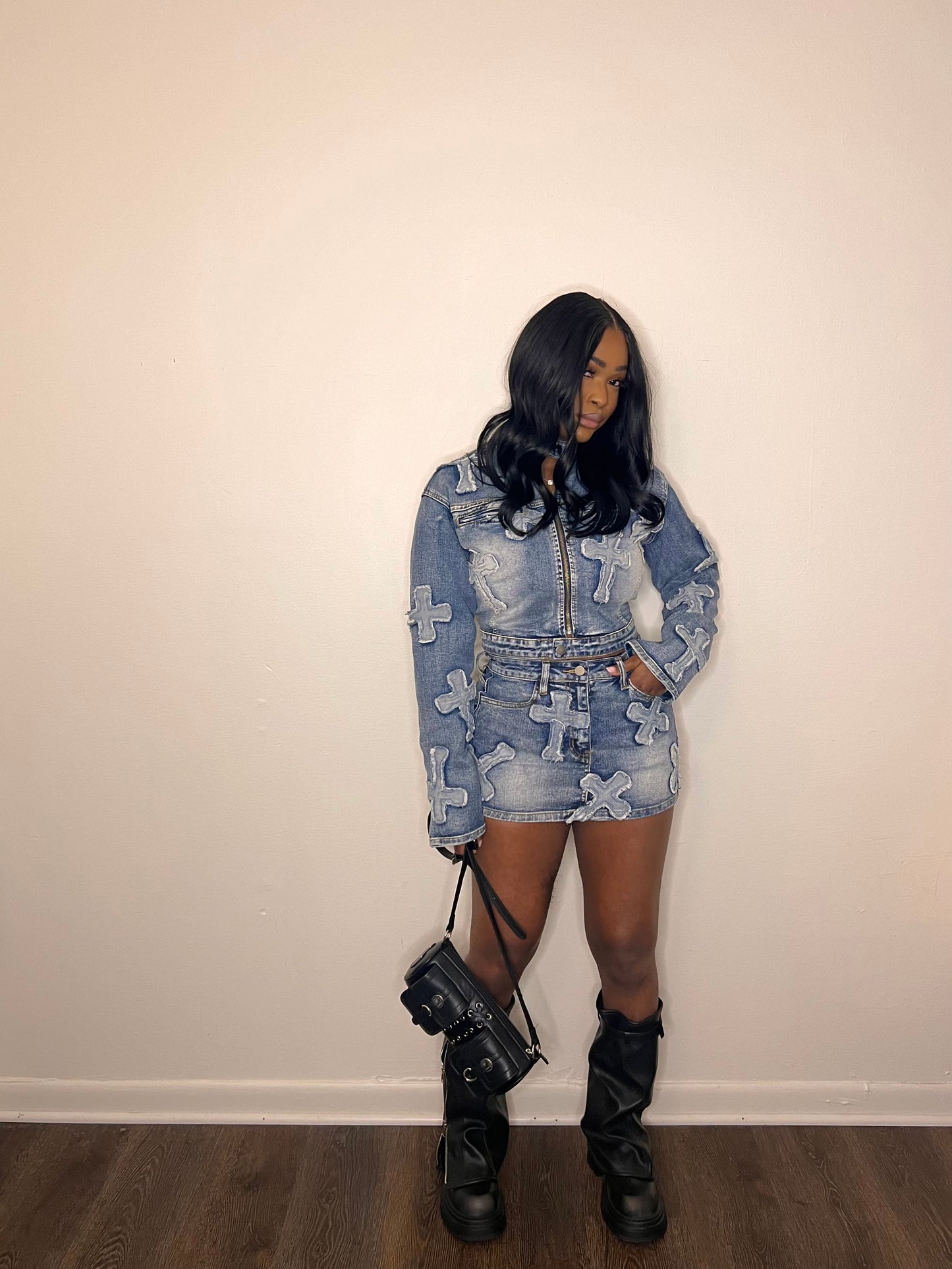 Double Crossed Denim Set