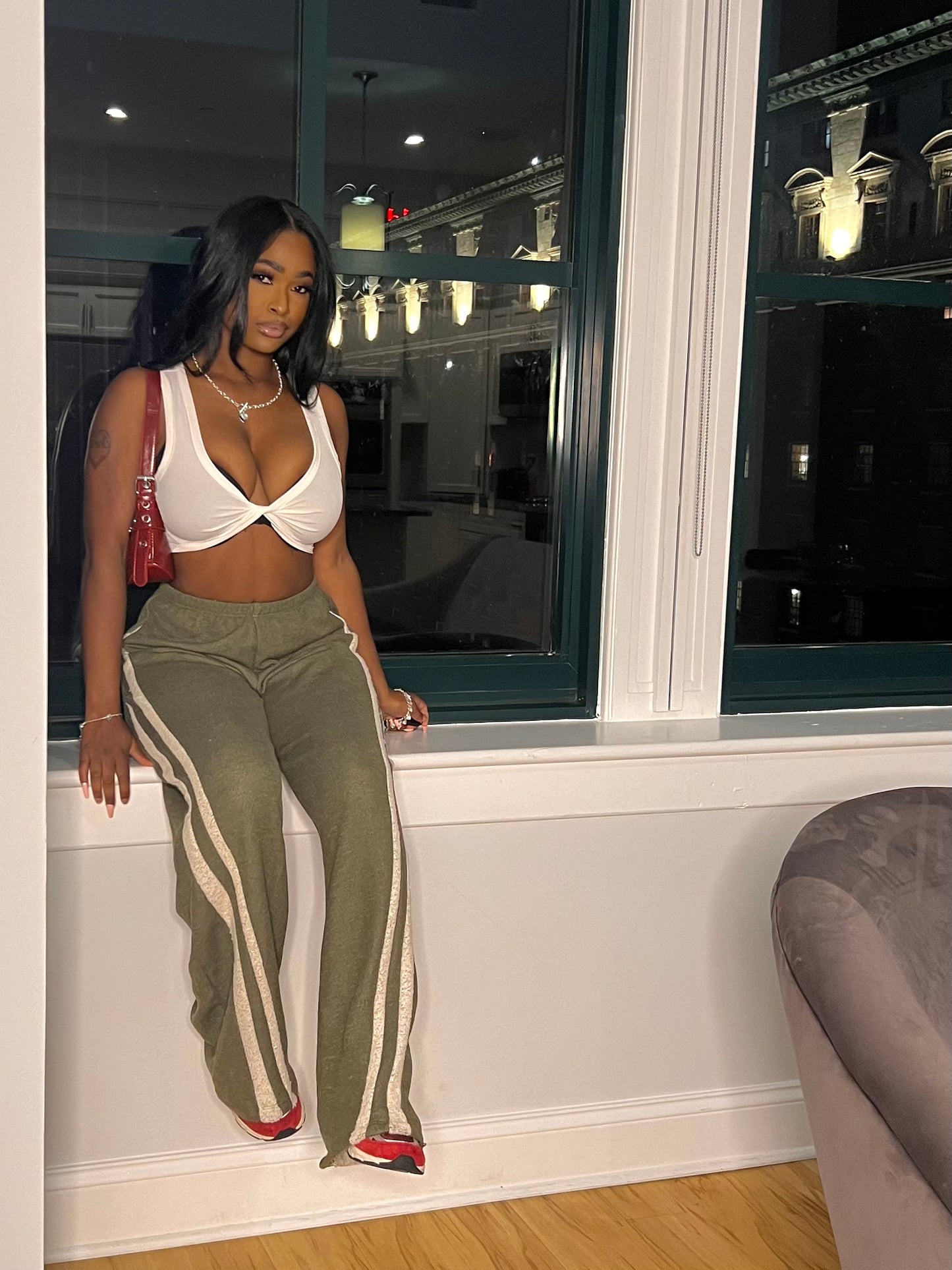 Wide Leg Sweatpants | Olive