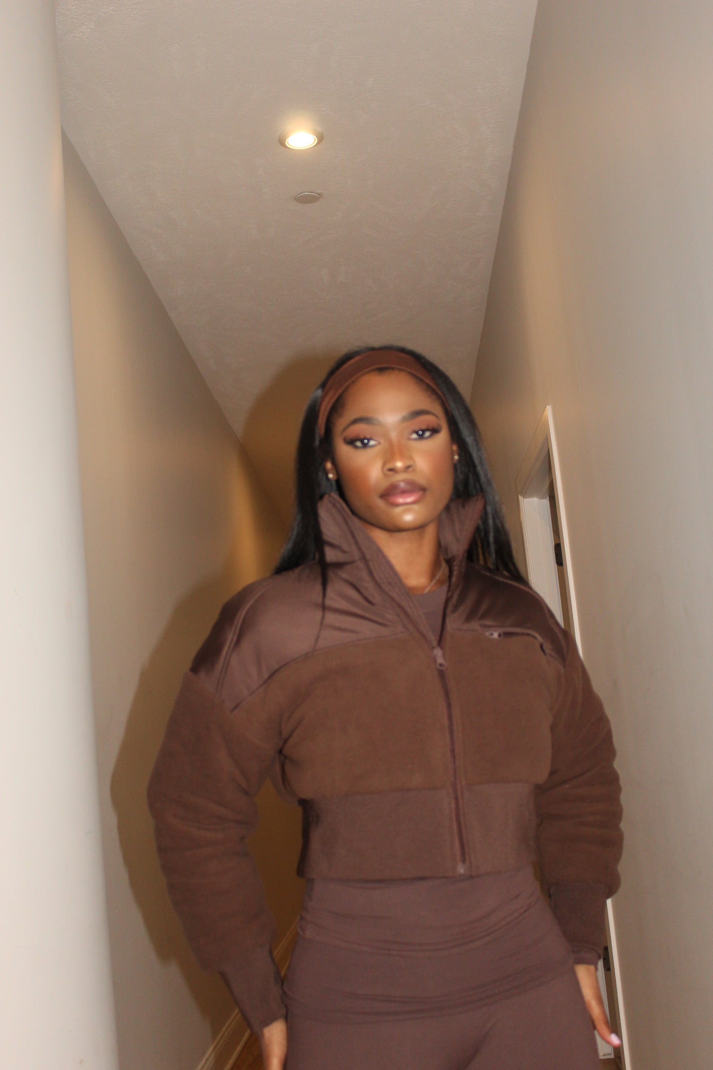 Cropped Fur Jacket | Chocolate
