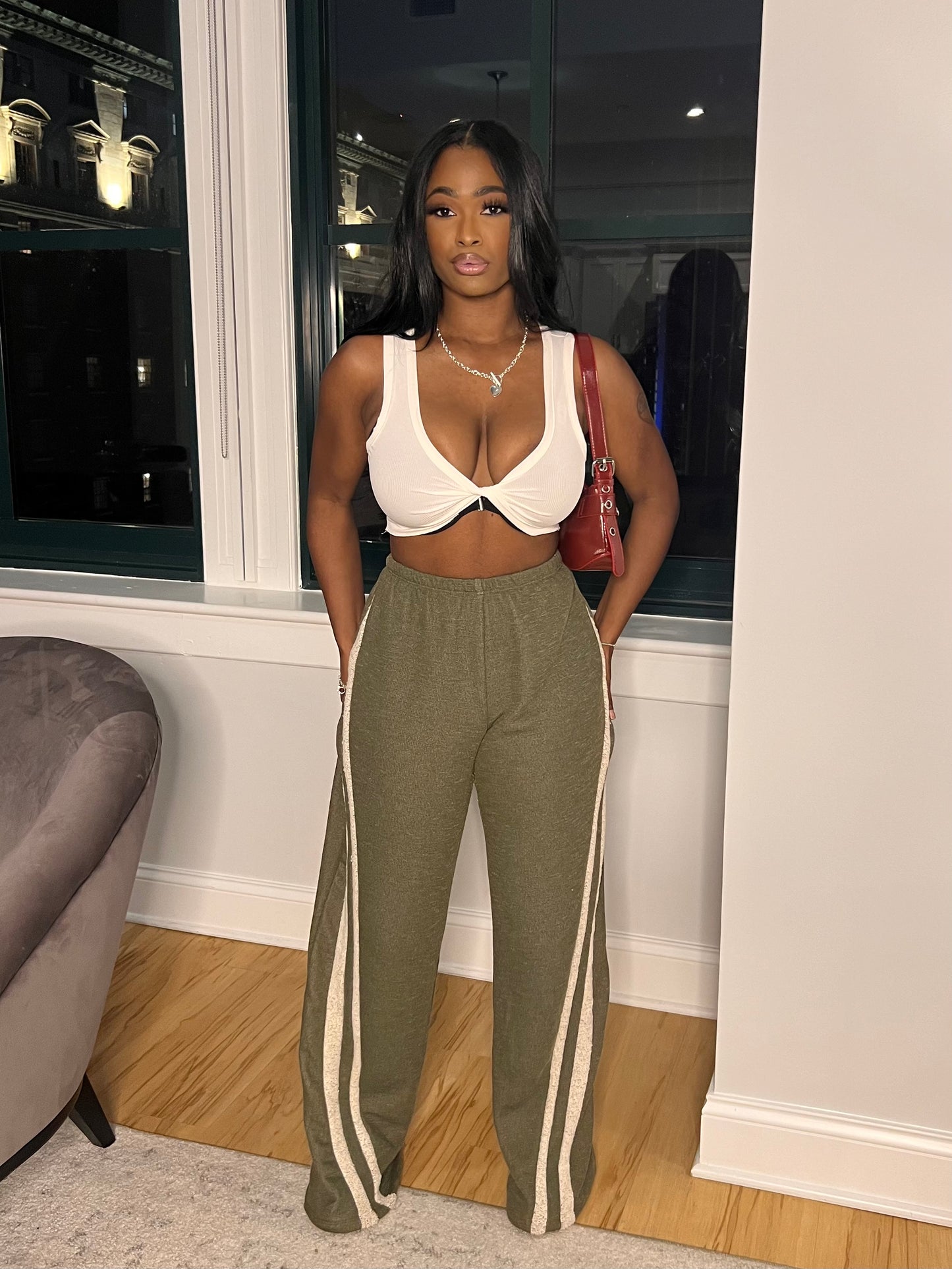 Wide Leg Sweatpants | Olive