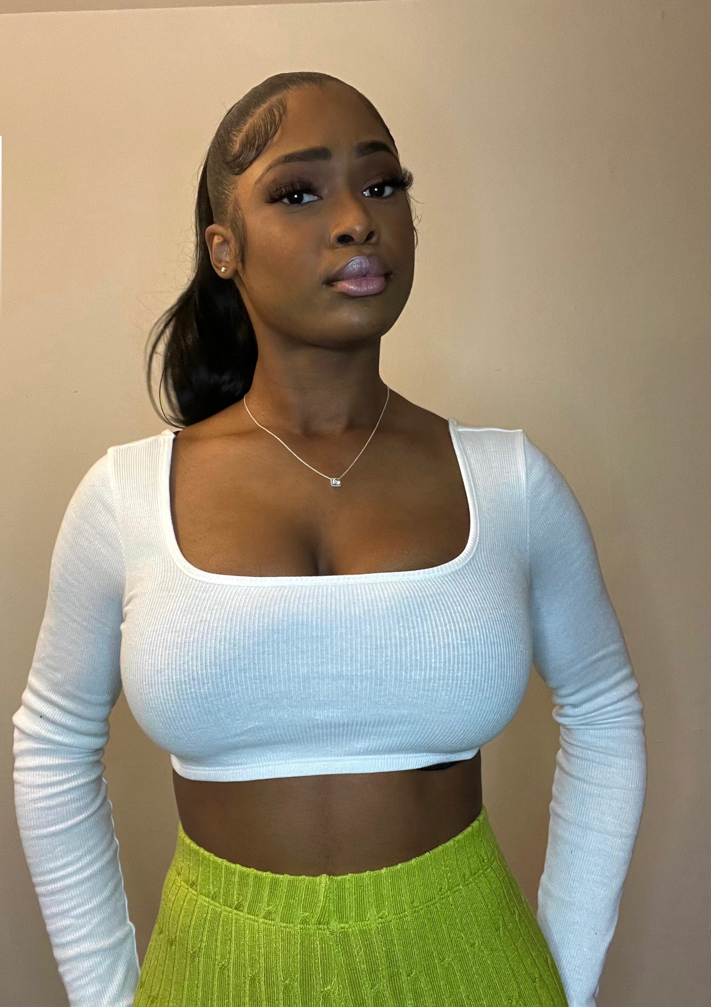 White Long sleeve Crop Top