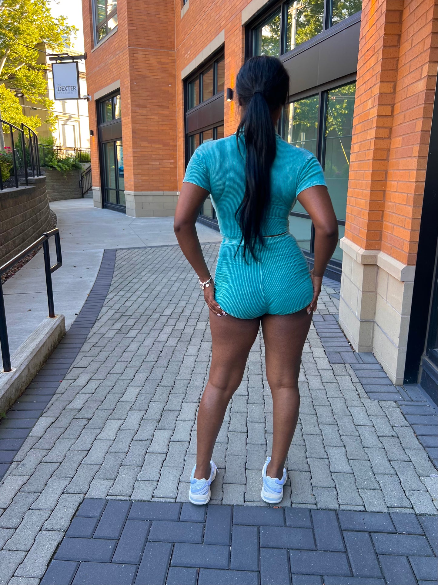 Acid washed Short Set “Teal”