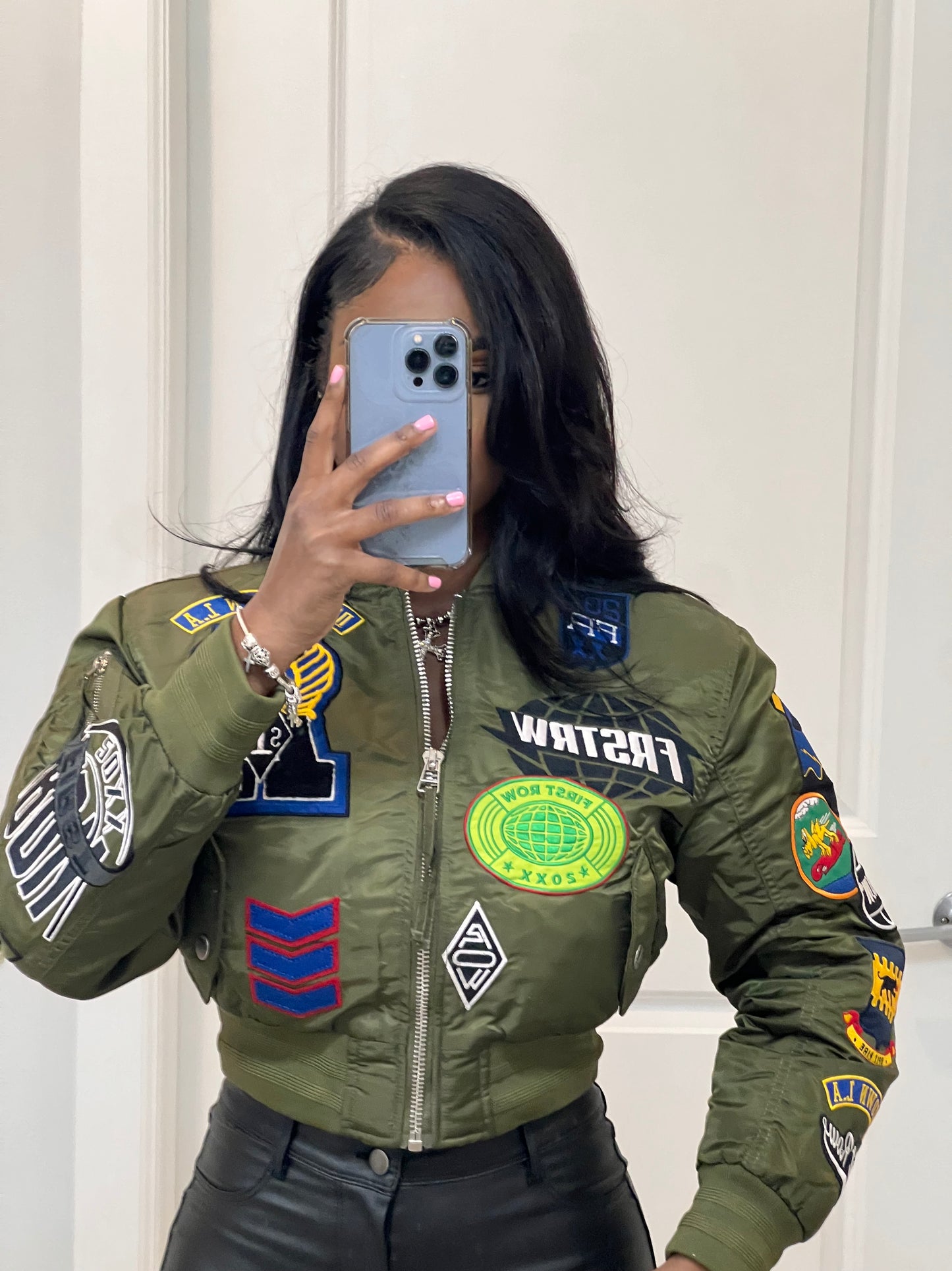 Fly Girl Varsity Bomber | Army Green
