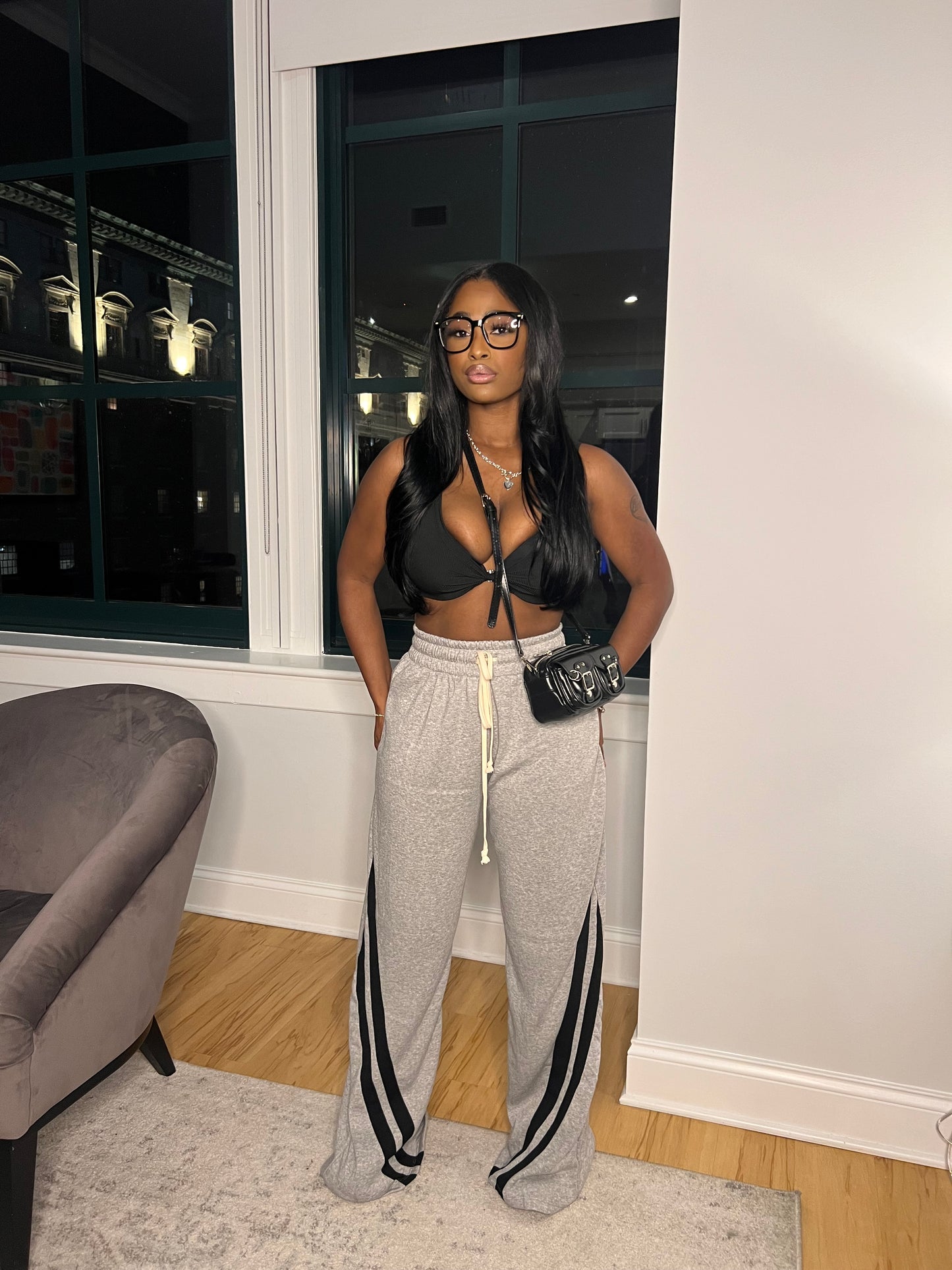 Wide Leg Sweatpants | Gray