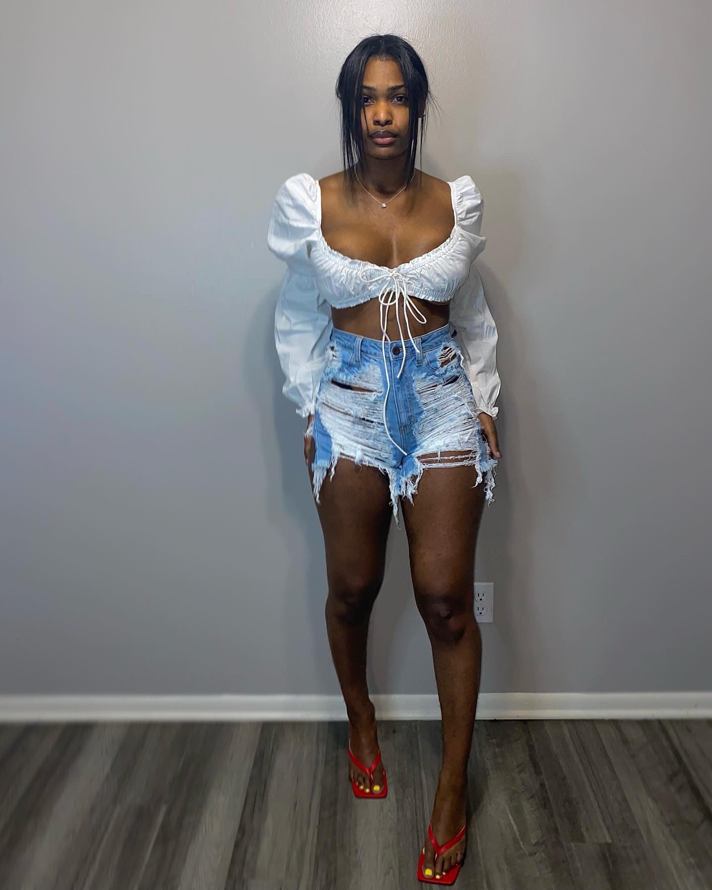 Distressed HighWaisted Shorts