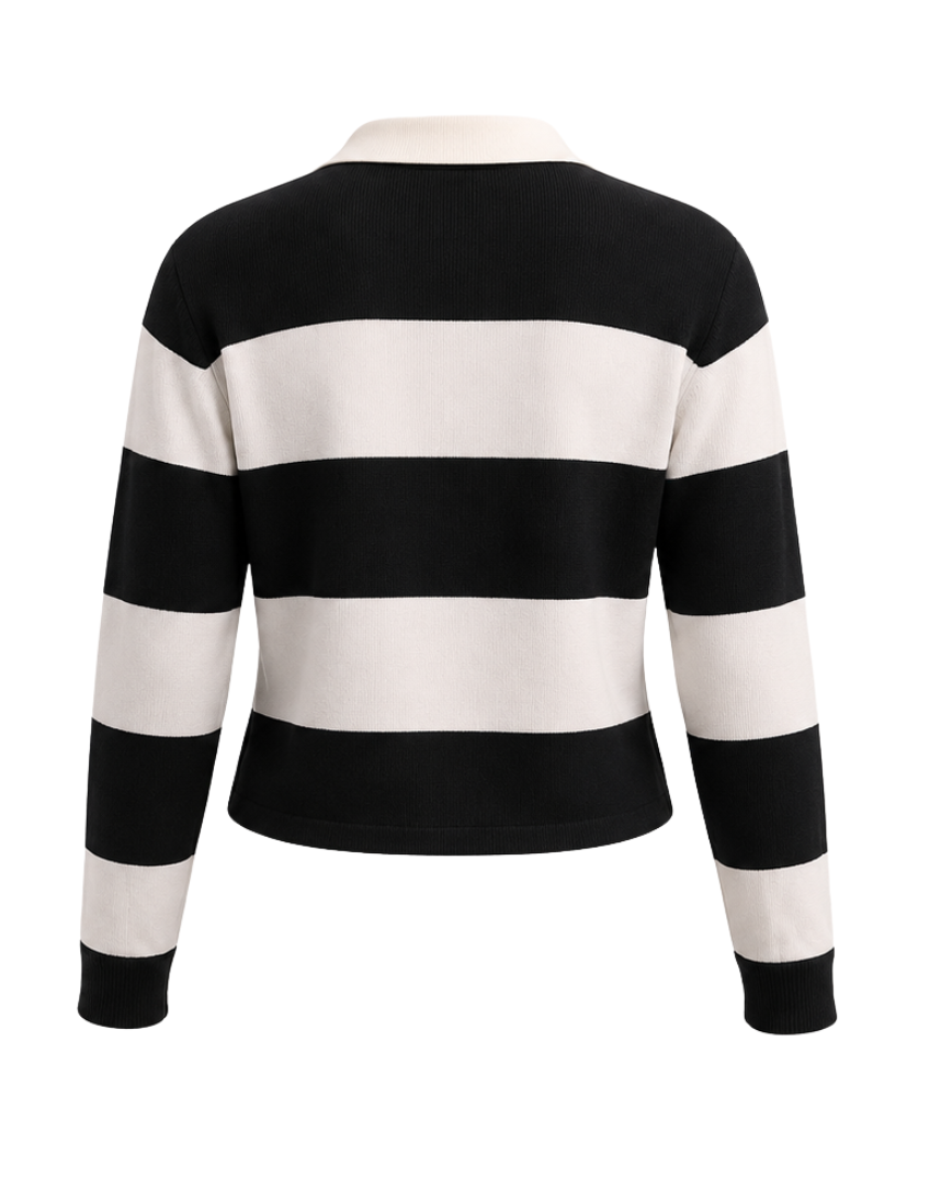 Classic Stripped Polo - Black - White