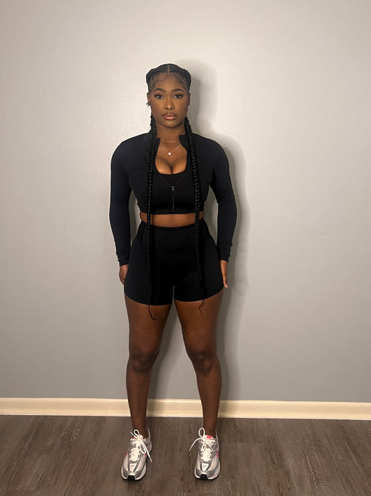 Jet Black Soft Flex | 3 Piece Short Set