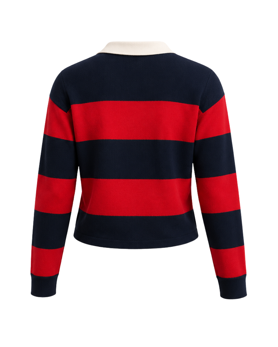 Elm Street - knit Polo - Stripped - Navy - Red