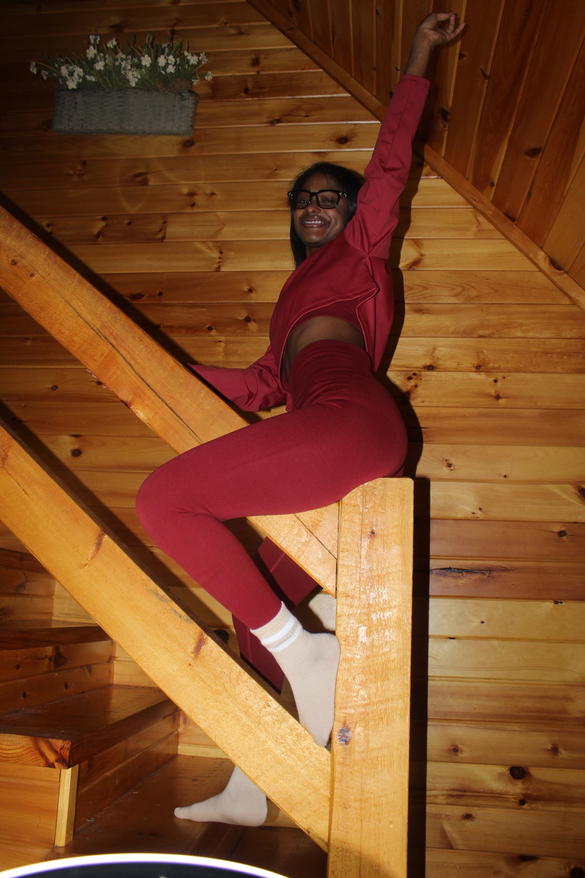 Autumn Red - 3pc - cropped - Leggings - Tank