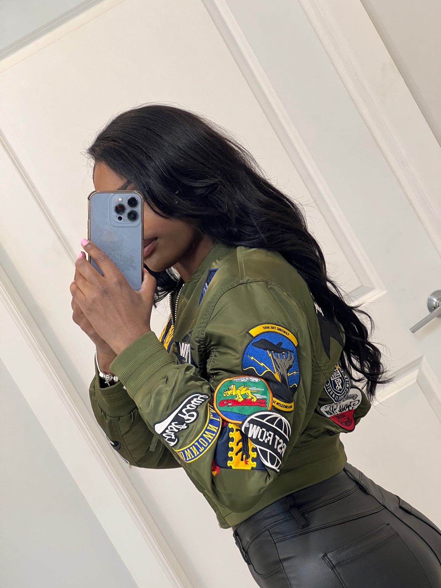 Fly Girl Varsity Bomber | Army Green