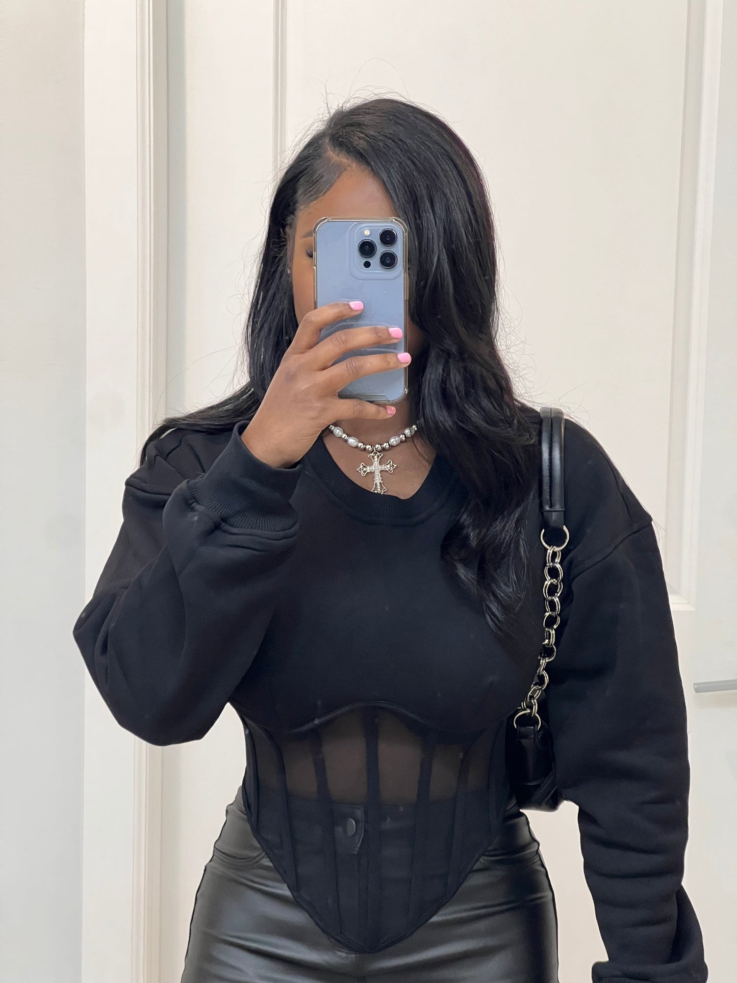 Mesh Bustier Corset Sweatshirt