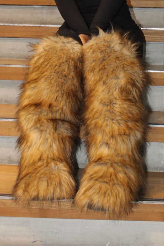 Luxe Babe Tall Fur Boots | Brown