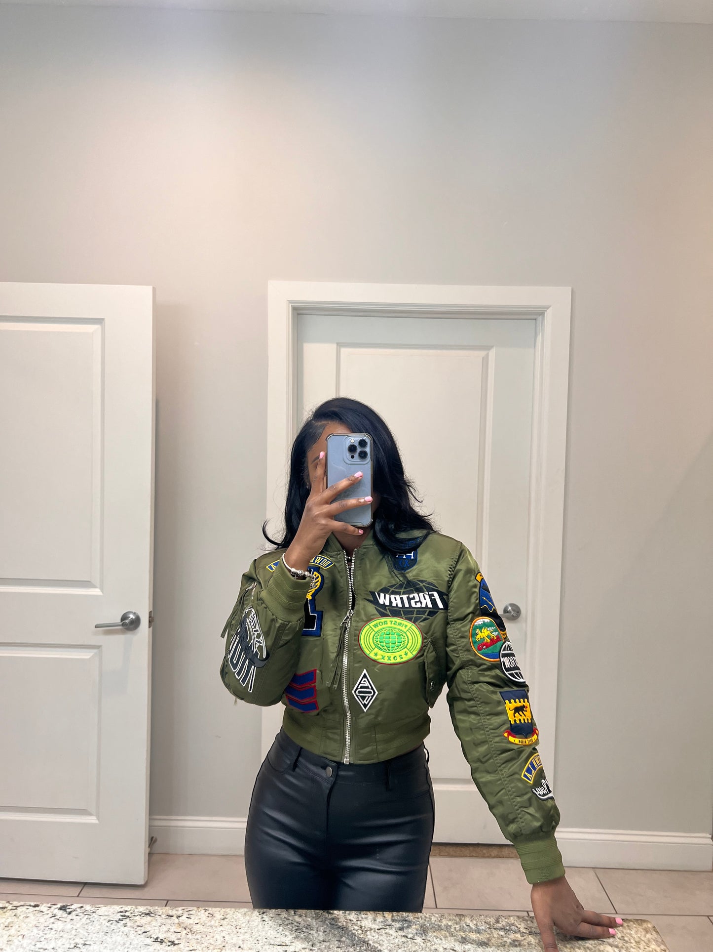 Fly Girl Varsity Bomber | Army Green