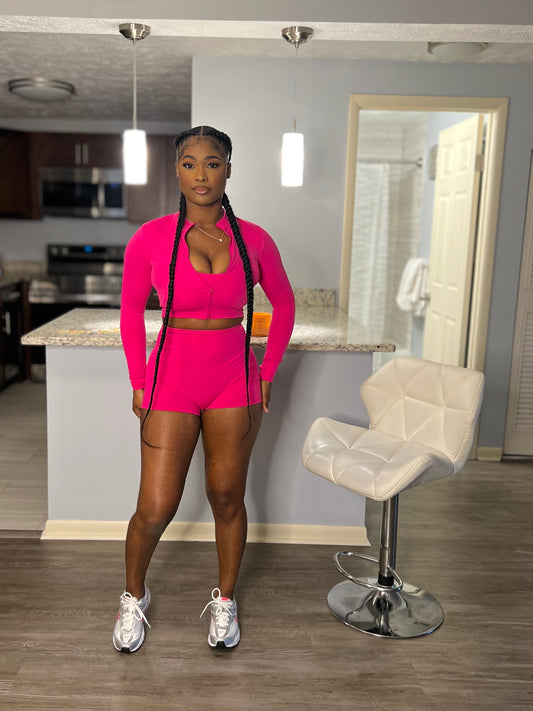 Pink Soft Flex | 3 Piece Short Set