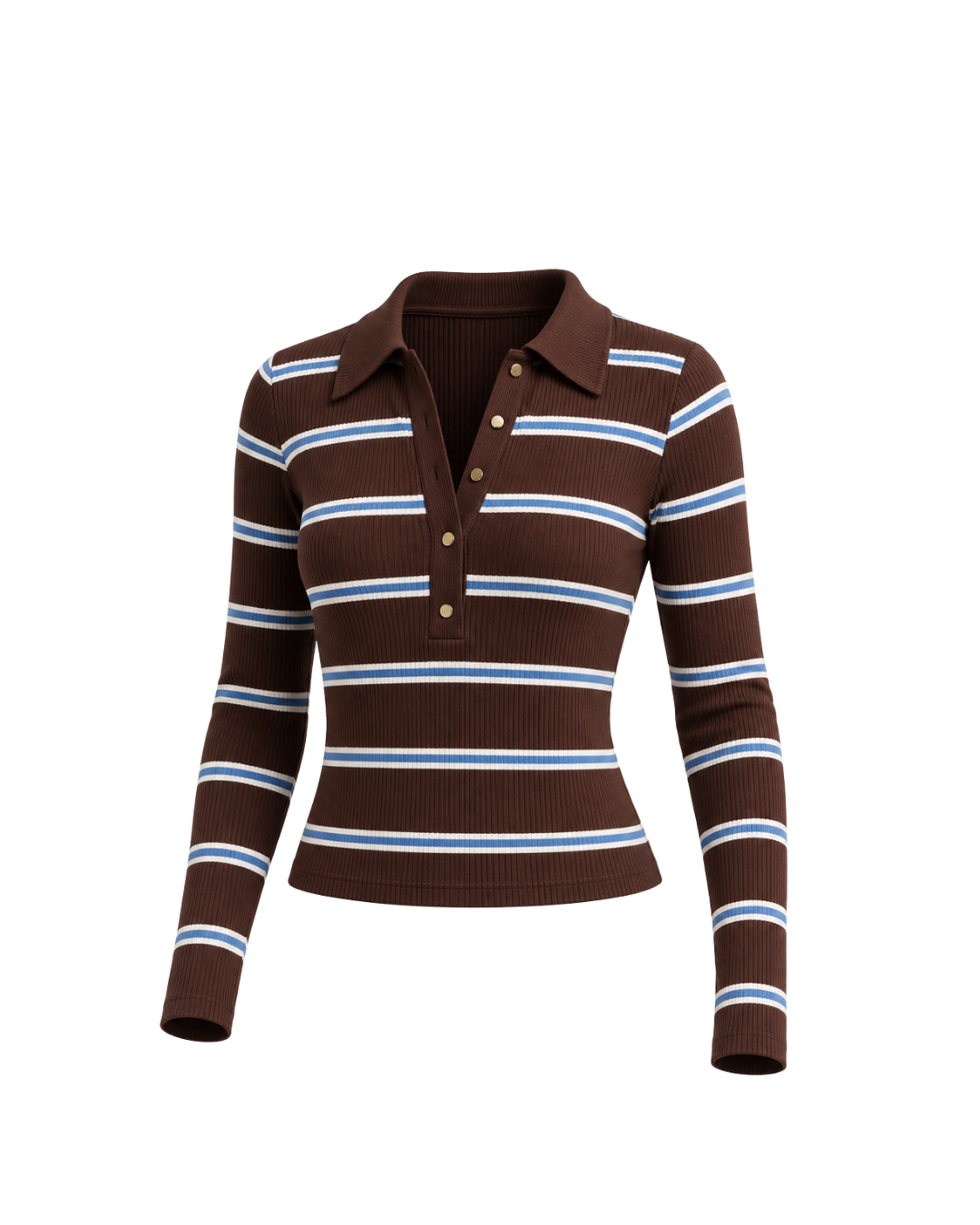 Hilary bel-Air - Chocolate Polo - Long Sleeved - Stripped - Top