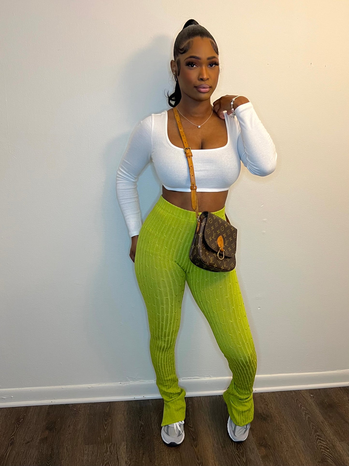 Lime Green Knit Leggings