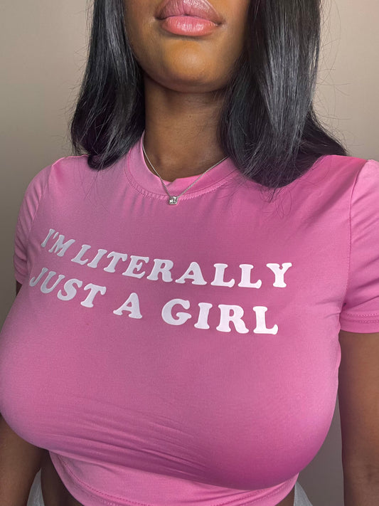 Just a Girl Crop Top “Pink