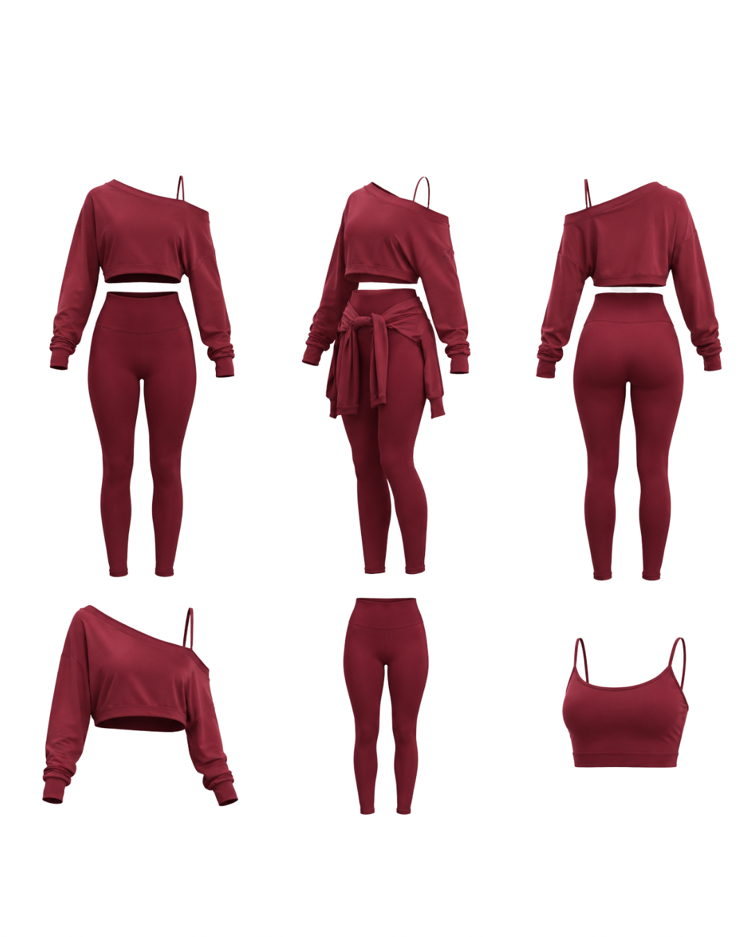 Autumn Red - 3pc - cropped - Leggings - Tank