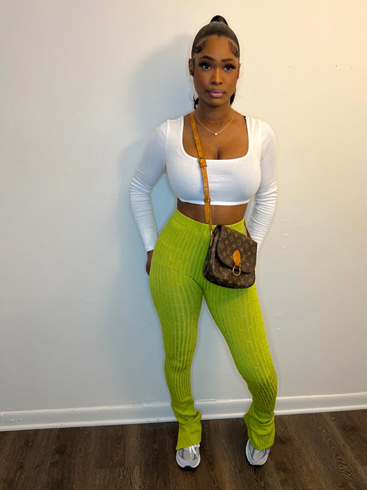 Lime Green Knit Leggings