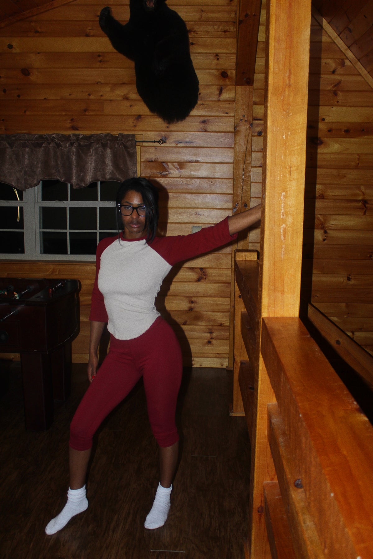Campfire Capri Set - Raglan Top - Leggings - Wine Red