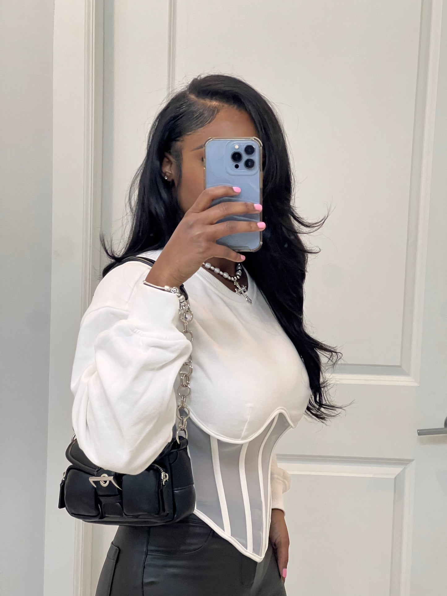 Mesh Bustier Corset Sweatshirt