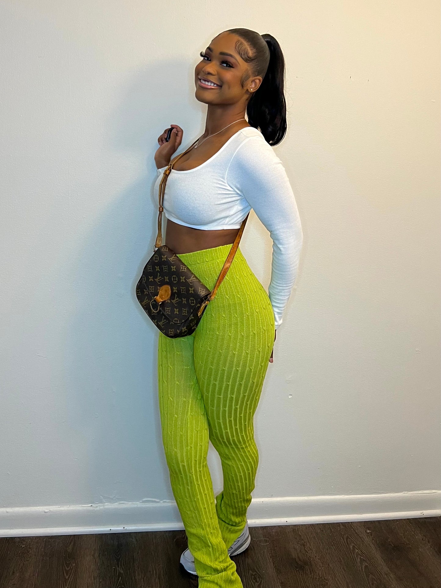 Lime Green Knit Leggings