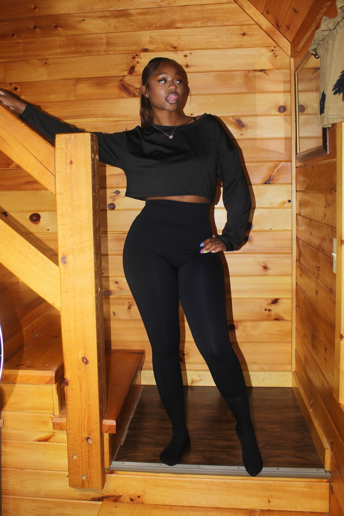 Black - 3pc - cropped - Leggings - Tank