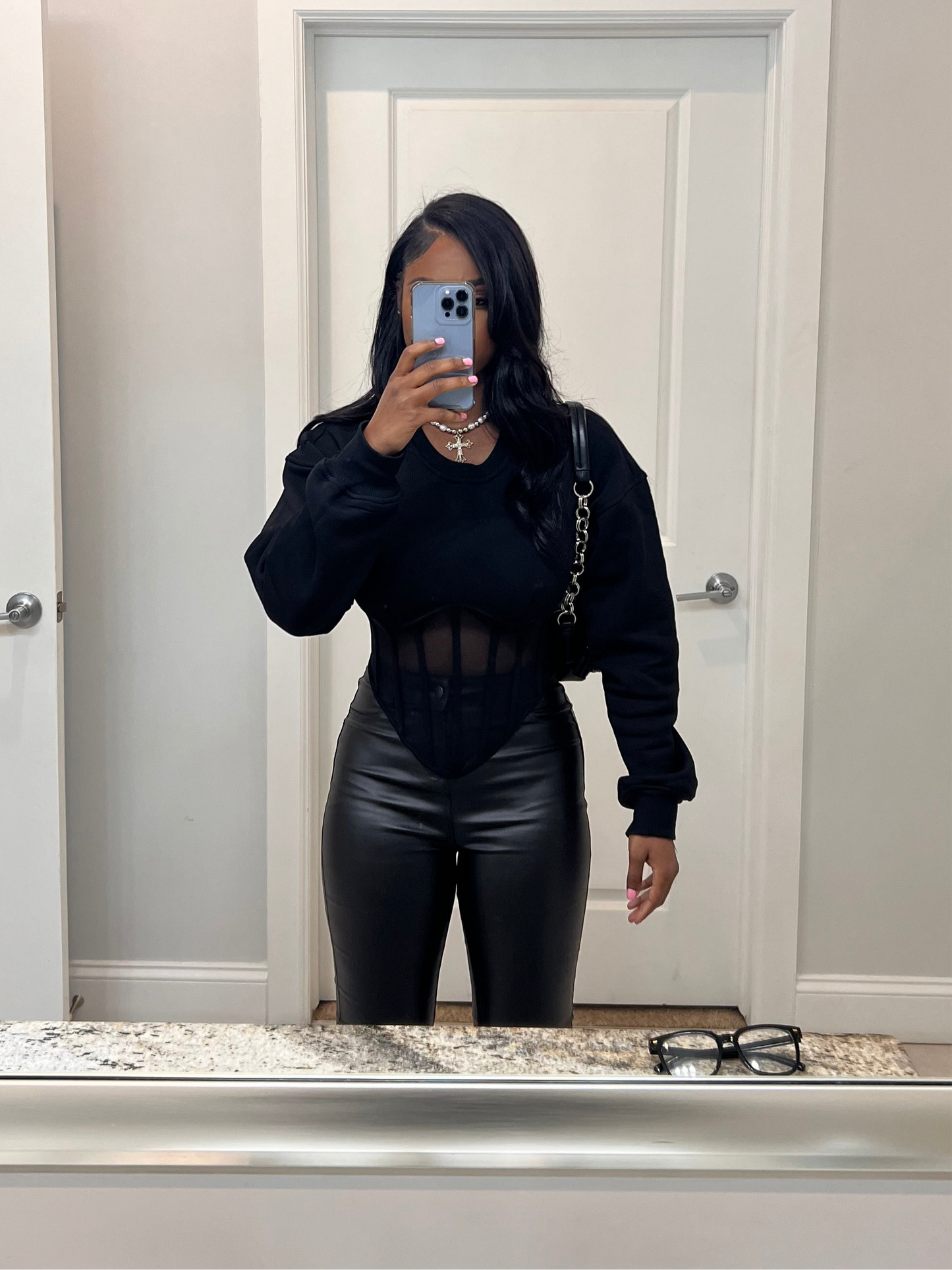 Mesh Bustier Corset Sweatshirt