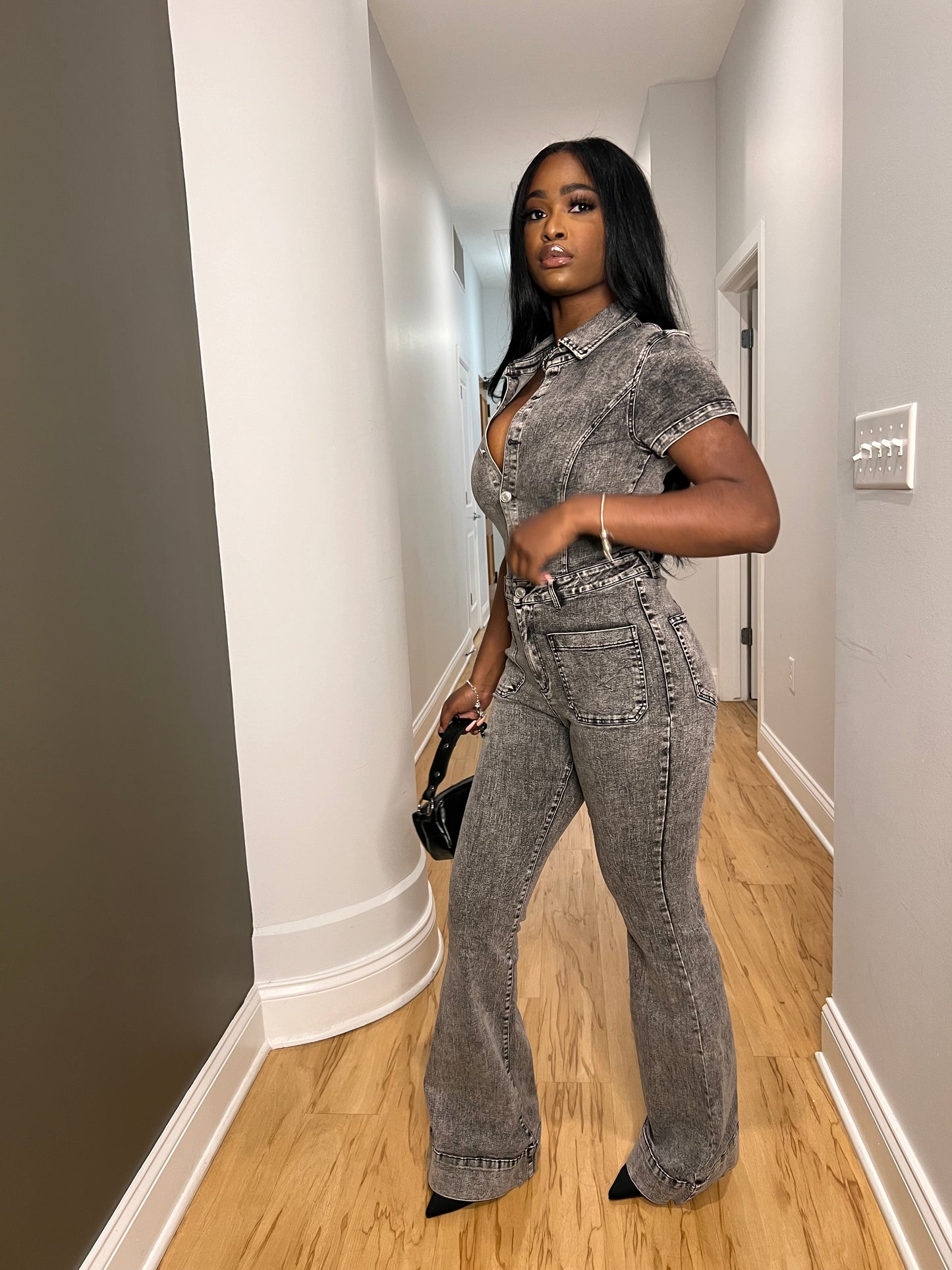 Acid Wash Denim Jumpsuit