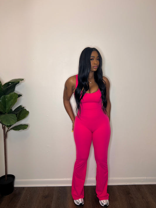 Make it Flare yoga jumpsuit “Pink”