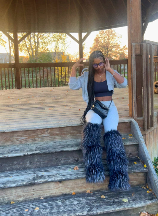 Luxe Babe Tall Fur Boots | Black