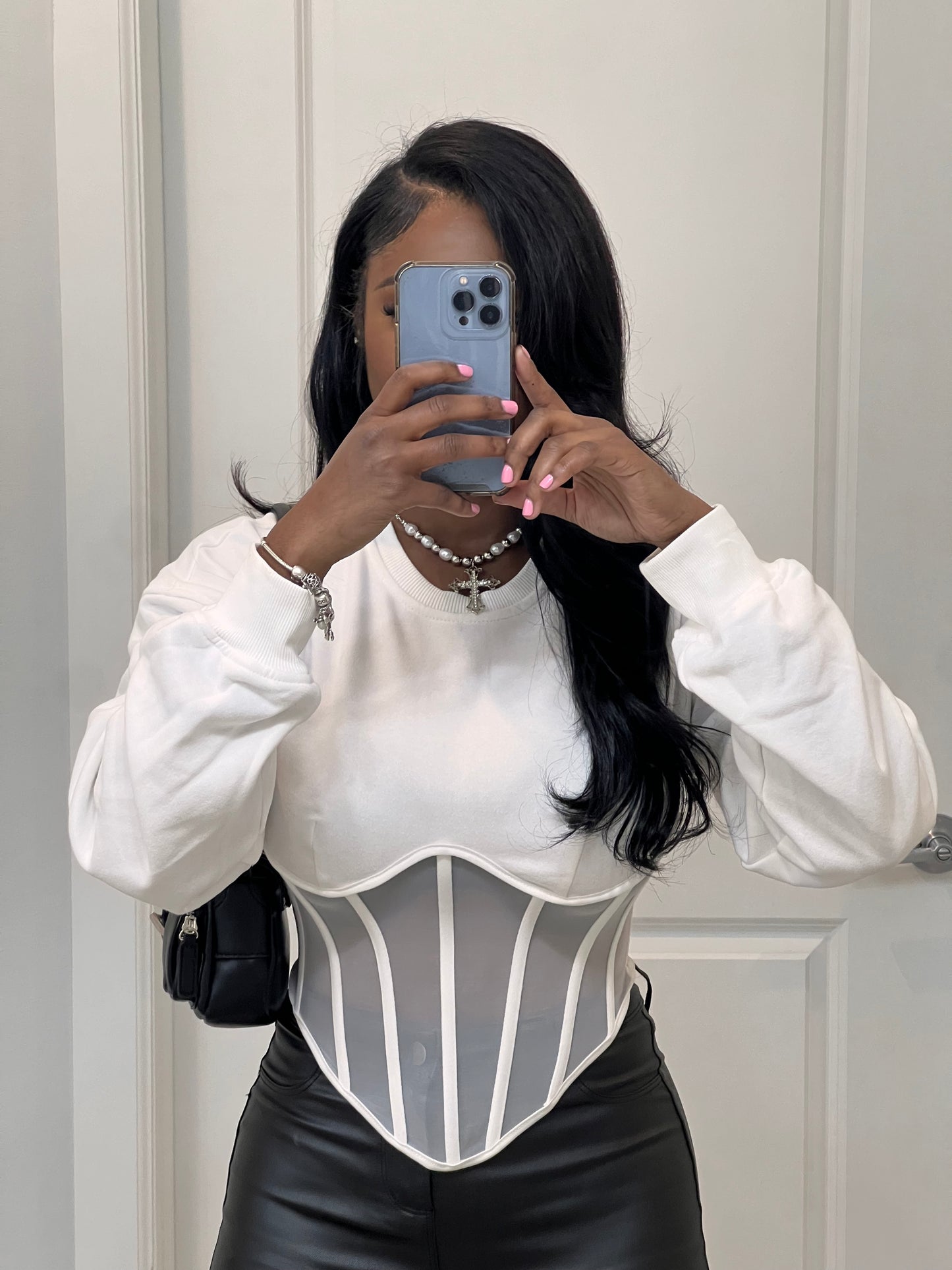 Mesh Bustier Corset Sweatshirt