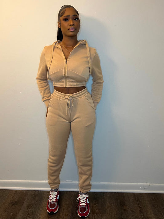 Cropped Hoodie Jogging Set