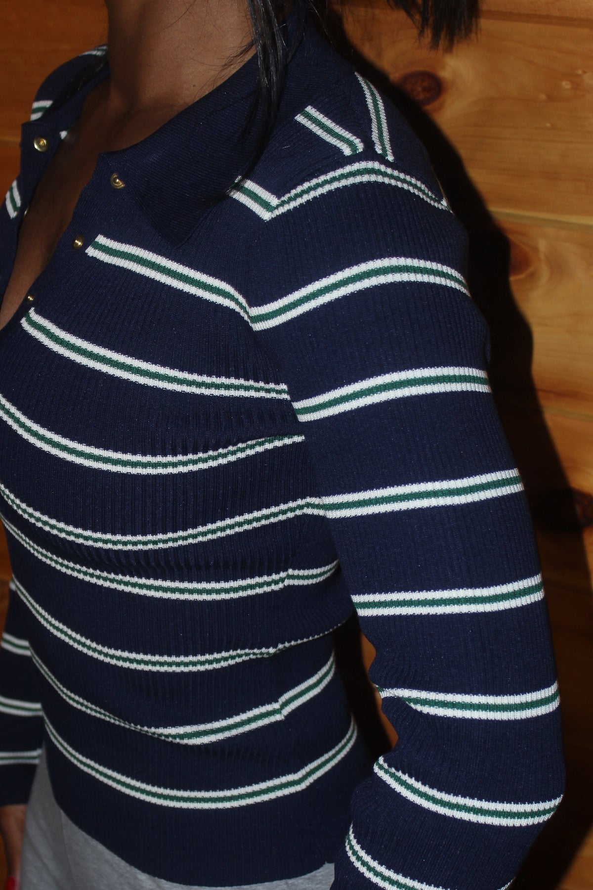 Hilary bel-Air - Navy Stripped Polo