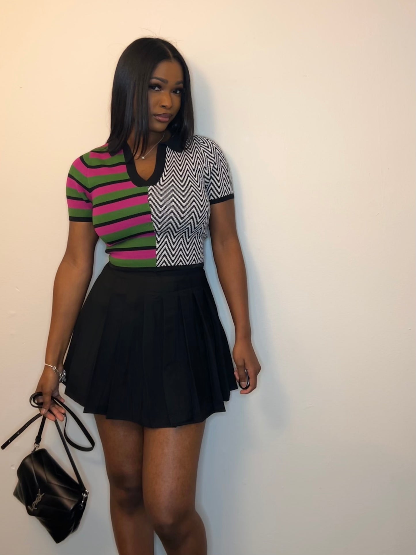 Pleated Mini Skirt “black”