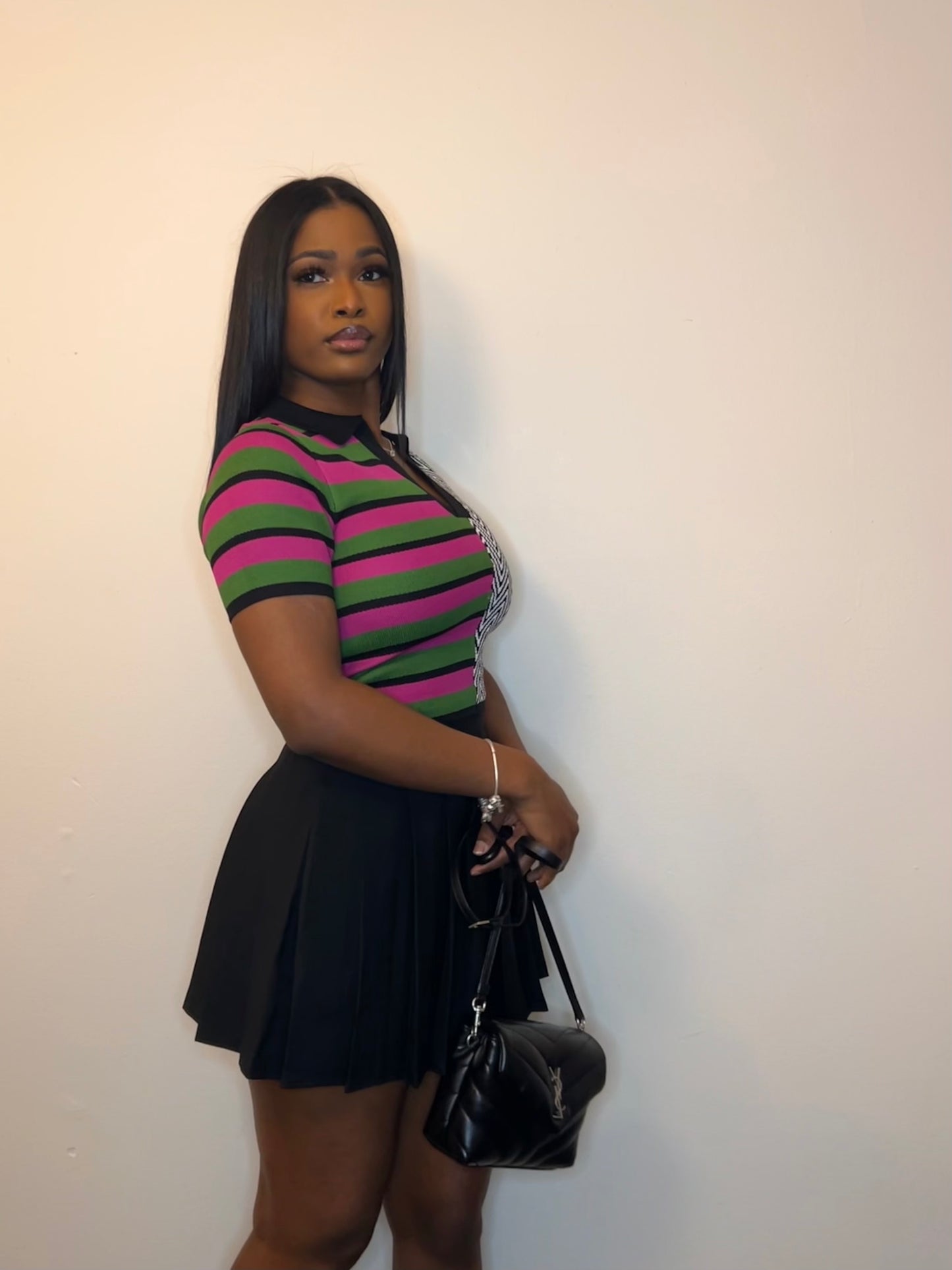 Pleated Mini Skirt “black”