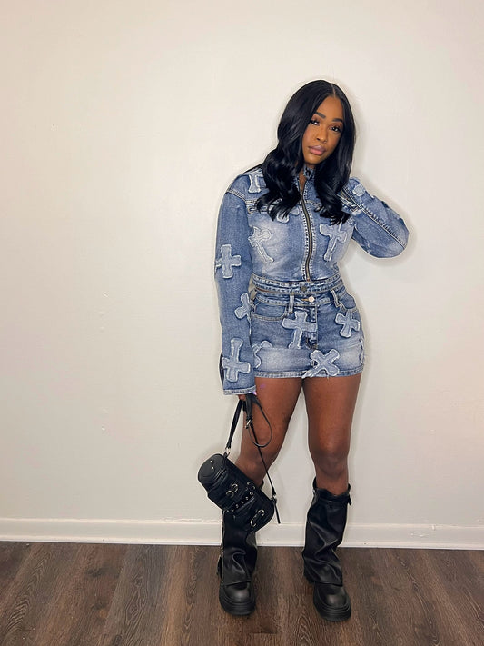 Double Crossed Denim Set