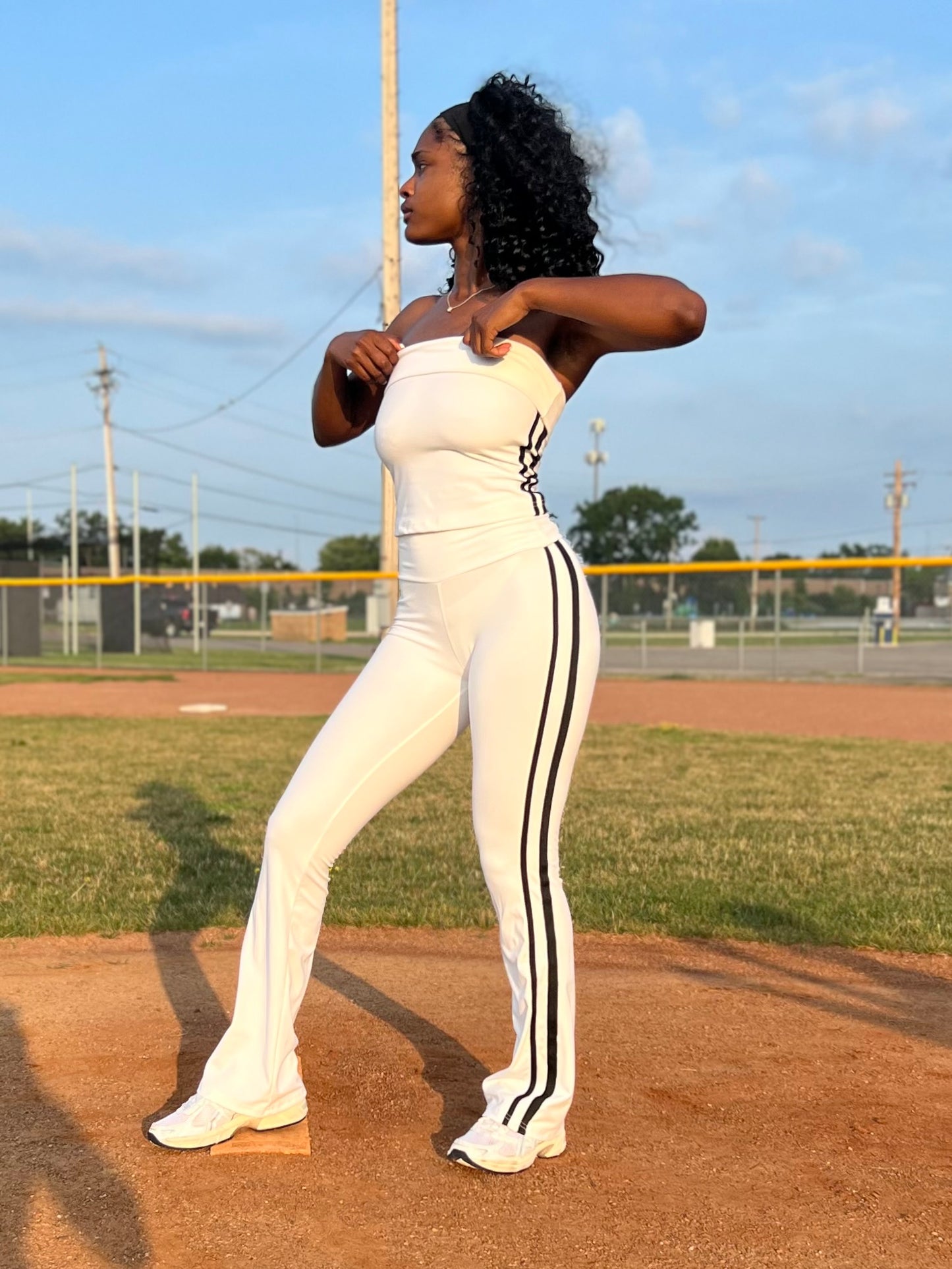 Striked Out | White Pants Set