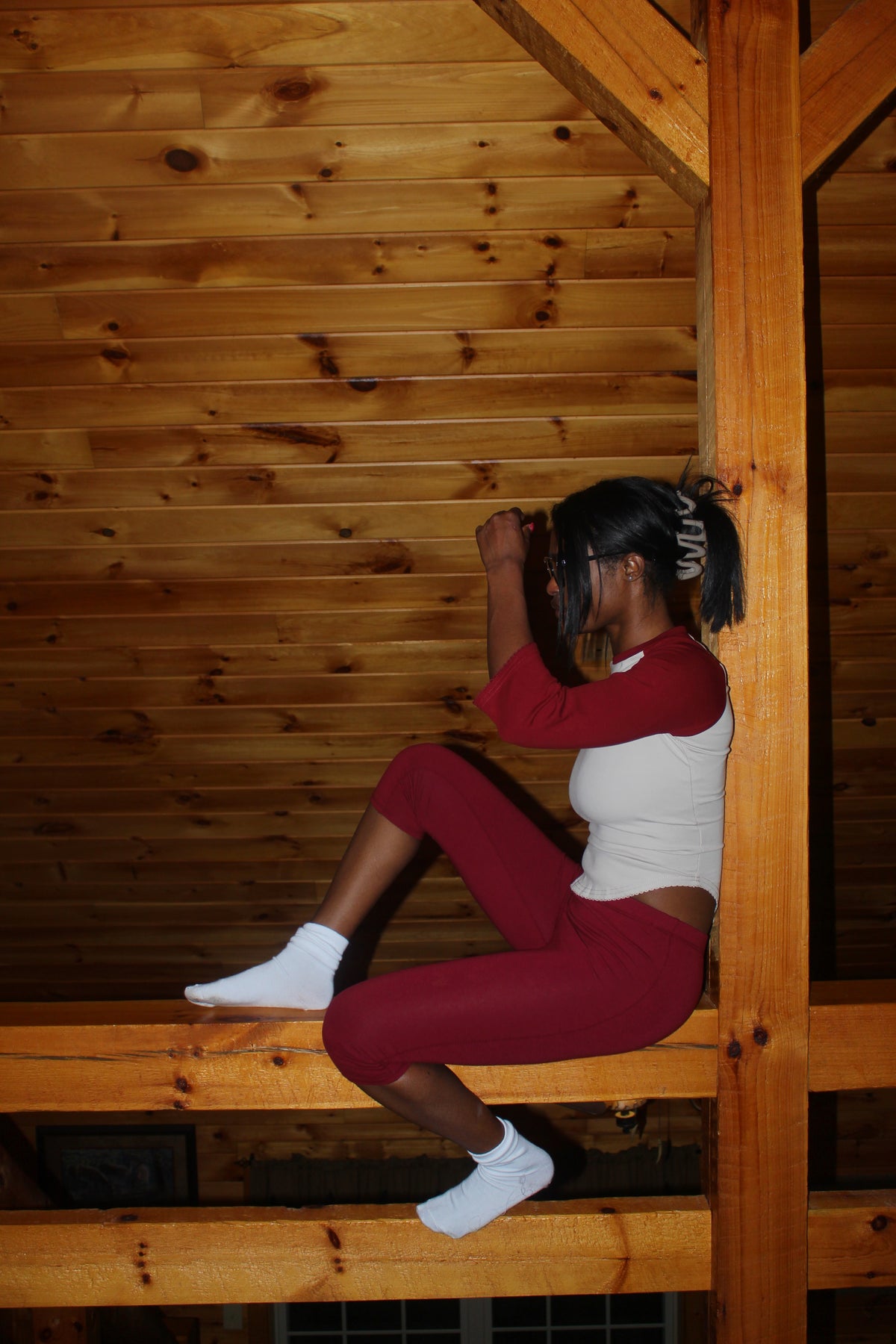 Campfire Capri Set - Raglan Top - Leggings - Wine Red