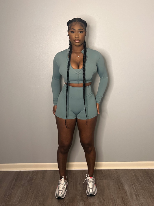 Teal Soft Flex | 3 Piece Short Set