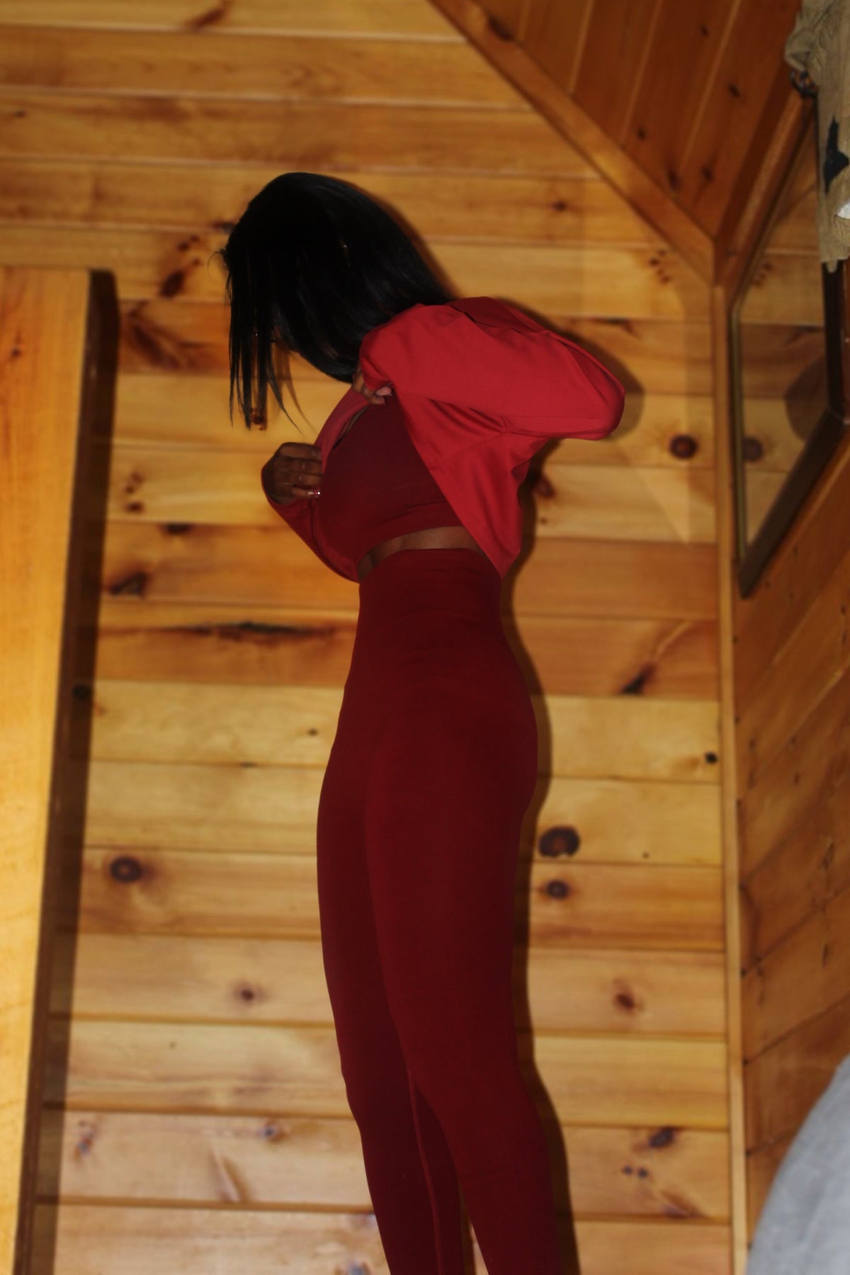 Autumn Red - 3pc - cropped - Leggings - Tank