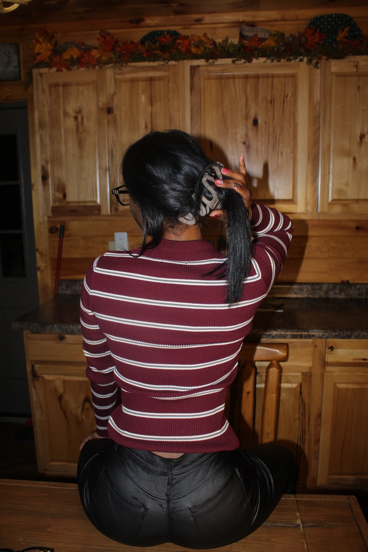 Hilary bel-Air - Stripped - Long Sleeved - Polo - Burgundy