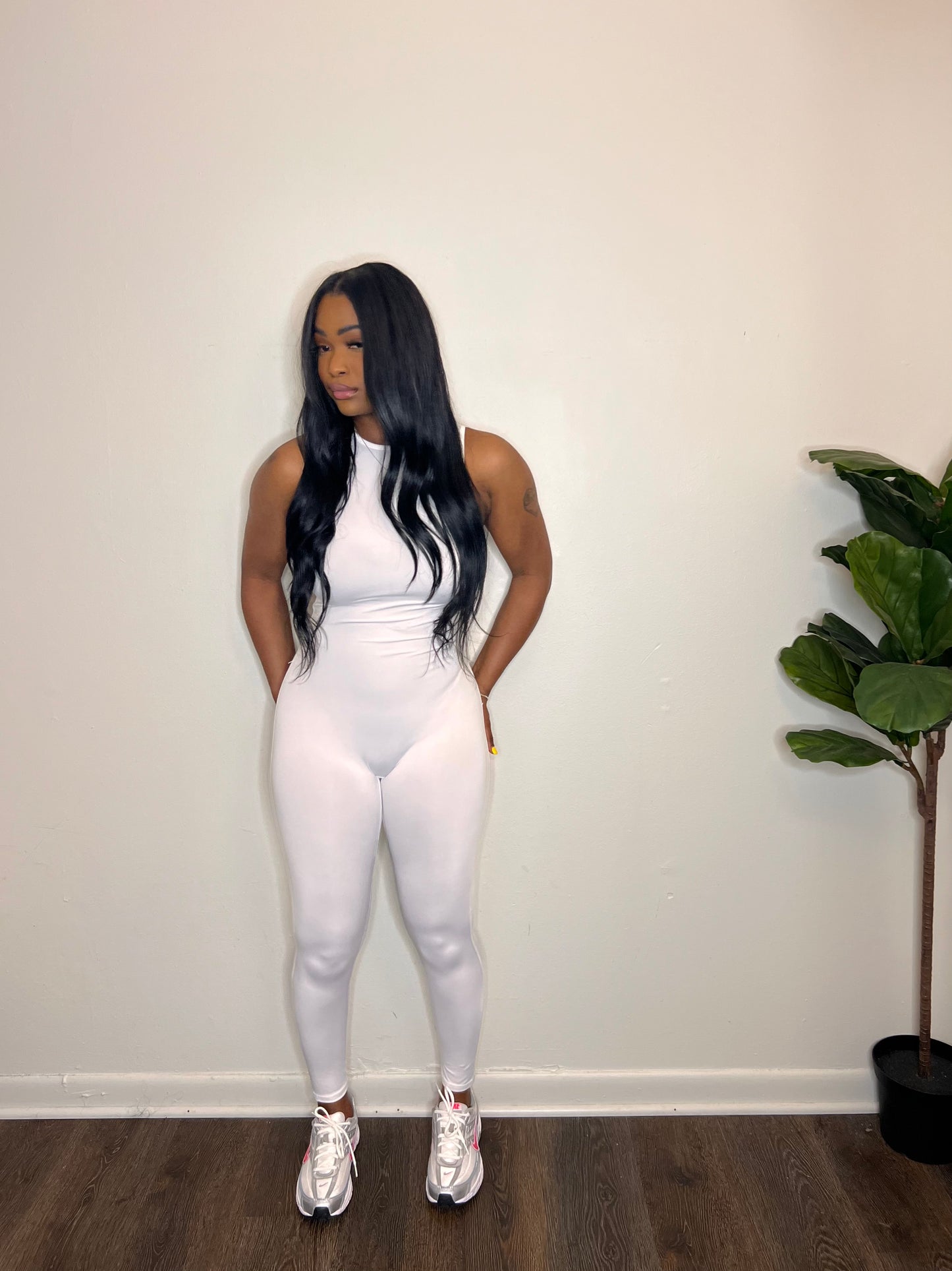 Skin Tight Jumpsuit “White”